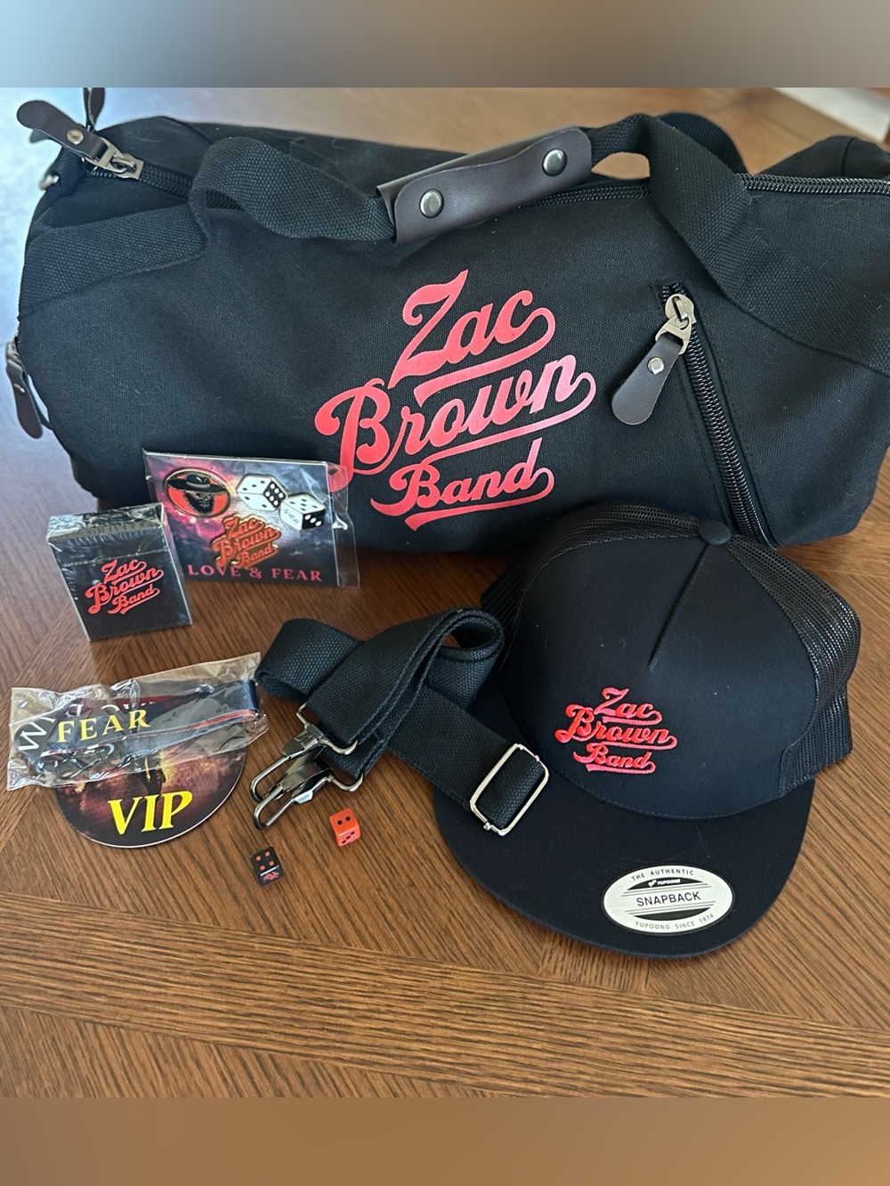 Zac Brown Band Black Duffel & Snapback Hat Set - Red Logo